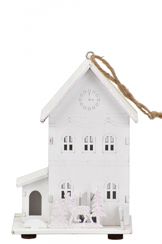 Dřevěný domek s LED osvětlením 12x8,5x7,5 cm