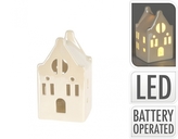 Porcelánový domek B s LED osvětlením 10x6,5x6 cm