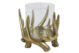 Svícen Lodge zlatý 21,5x21 cm