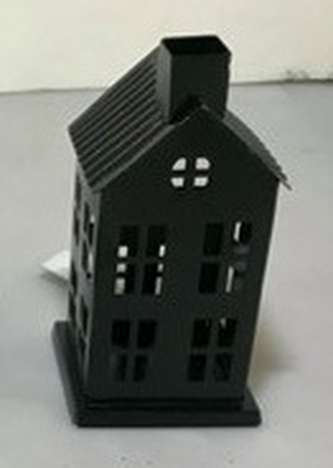 Kovový domeček černý 13x6,7x6,3 cm
