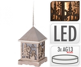 Dřevěná LED lucerna sněhulák 16,5x9,5x9,5 cm