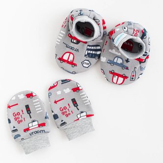 Kojenecký bavlněný set-capáčky a rukavičky New Baby Go!go!go! - velikost Univerzální