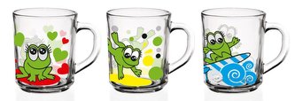 hrnek 220ml-3ks-dětský ŠIMON, ŽÁBY-3DEK, sklo