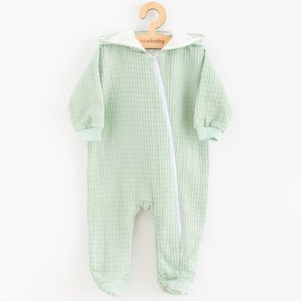 Kojenecký mušelínový overal s kapucí New Baby Comfort clothes šalvějová - velikost 74 (6-9m)