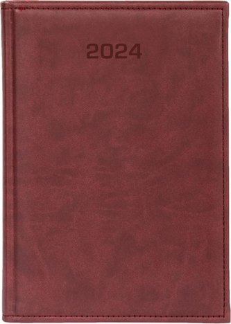 Kalendarz 2024 dzienny A5 Vivella bordo