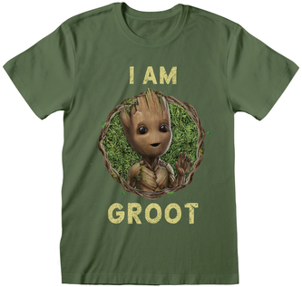 Pánské tričko Marvel|Guardians Of The Galaxy|Strážci galaxie: I Am Groot Badge (XL) zelená bavlna