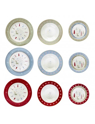 Vánoční jídelní 18-ti dílná sada talířů Fiocco di Neve BRANDANI