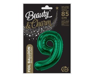 Fóliový balonek číslice 9 - Tmavě zelená, 85 cm Fóliový balonek číslice 9 - Tmavě zelená, 85 cm