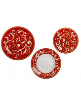 Jídelní 18-ti dílná sada talířů Filo D´Oro Rosso BRANDANI