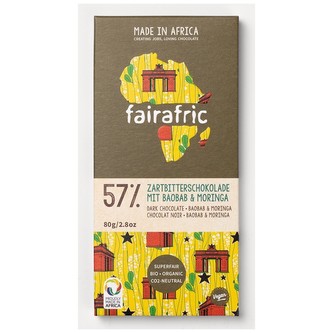 Fairafric Bio hořká čokoláda s baobabem a moringou, vyrobená v Ghaně, 80 g
