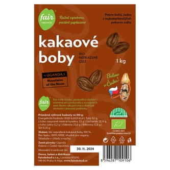 Fairobchod Bio nepražené kakaové boby Uganda MotM, 1 kg