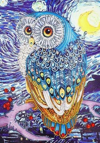 Diamantové malování 7D Sova