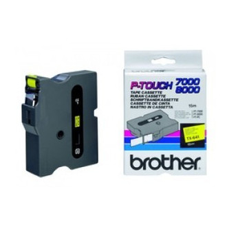 Brother TX-641, 18mm x 15m, černý tisk / žlutý podklad, originální páska