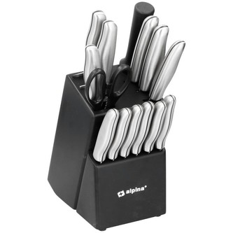 Sada nožů ve stojanu 15 ks nerez ocel