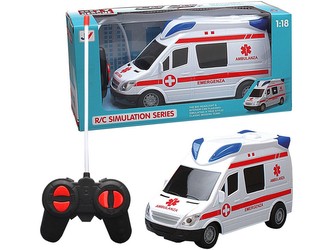 Ambulance na dálkové ovládání, se světlem a zvukem,  21 cm