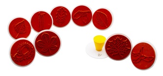 Velká razítka Listy stromů, průměr 7,5 cm, 10 kusů