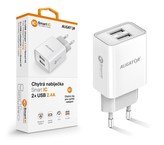 Aligator síťová nabíječka, 2x USB, smart IC, 2,4 A, bílá