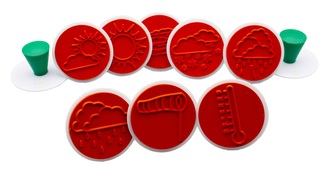 Velká razítka Počasí, průměr 7,5 cm, 10 kusů