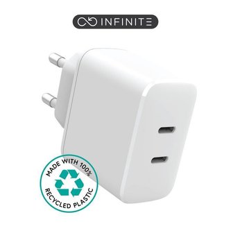 eSTUFF INFINITE Charger USB-C, EU PD 35W, 100 % recyklovaný TPU, bílá