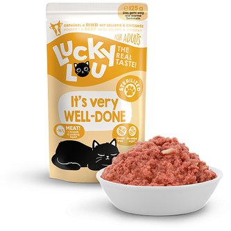 Lucky Lou Lifestage Sterilized s drůbežím a hovězím masem 125 g