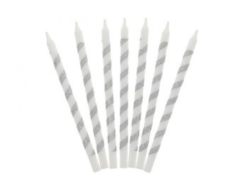 Dortové svíčky Twister - stříbrné 16 ks