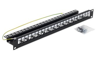 Triton 19' modulární patch panel 1U pro max. 24ks keystone,otvor 14,8x17,5mm RAL7035