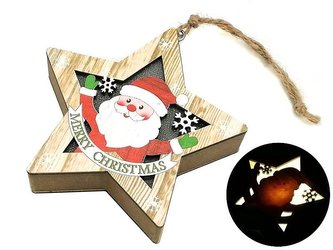 Zawieszka świąteczna drewniana ze światłem LED