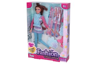 Panenka lyžařka s doplňky 29cm