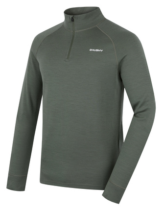 Pánská merino mikina Aron Zip M khaki - XL Pánská merino mikina Aron Zip M khaki - XL