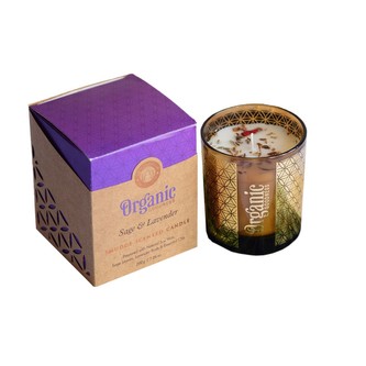 ARÔME Organická vykuřovací svíčka 200g ve skle se zlatou fólií, Sage & Lavender