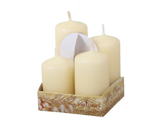 svíčka adventní STUPNĚ 60/70/80/90x40mm KRÉM matná (4ks)