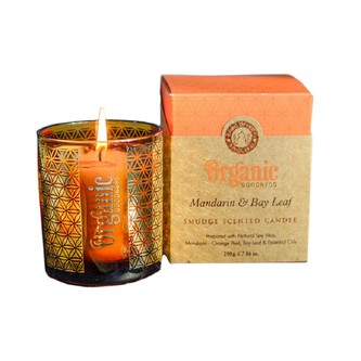ARÔME Organická vykuřovací svíčka 200g ve skle se zlatou fólií, Mandarin & Bay Leaf
