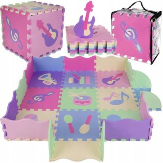 Kontrastní pěnové puzzle 30 x 30 cm, 25 ks, barevné hudební nástroje