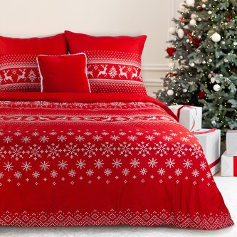 Vánoční povlečení NOEL III. červená mikrovlákno 1x 140x200 cm, 1x povlak 70x80 cm MyBestHome
