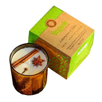 ARÔME Organická vykuřovací svíčka 200g ve skle se zlatou fólií, Lemongrass & Spice