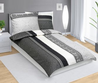 Povlečení bavlněný satén - ornament šedý - 140x200, 70x90 cm