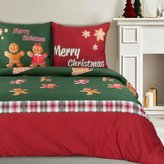 Vánoční povlečení NOEL II. zelená/červená mikrovlákno 1x 140x200 cm, 1x povlak 70x80 cm MyBestHome