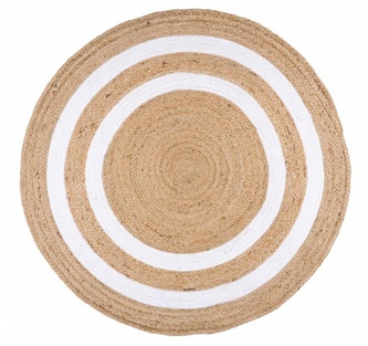 Jutový koberec - rohožka CARPET MAORI béžová/bílá O 90 cm France