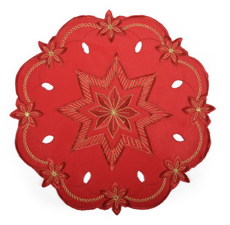 Vánoční dekorační ozdobný ubrousek MAGICAL XMAS vzor B, červená, O 30 cm