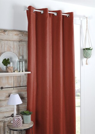 Dekorační IZOLAČNÍ závěs "BLACKOUT" zatemňující s kroužky COPEN POLAIRE cihlová 140x260 cm (cena za 1 kus) France