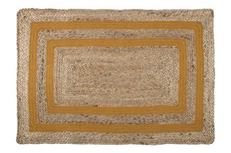 Jutový koberec - rohožka BERRY naturel/mustard/hořčicová 60x90 cm France