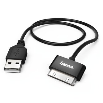 Hama MFI USB 2.0 kabel pro Apple, 30pinový, 1 m, černý Hama MFI USB 2.0 kabel pro Apple, 30pinový, 1 m, černý