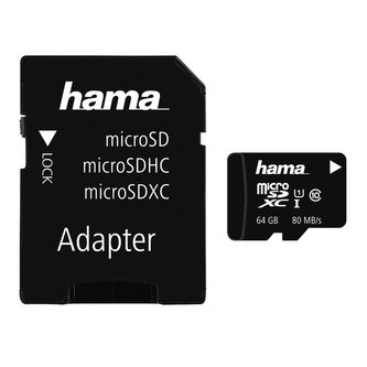Hama microSDXC 64 GB Class 10 UHS-I 80 MB/s + Adapter/Mobile Hama microSDXC 64 GB Class 10 UHS-I 80 MB/s + Adapter/Mobile