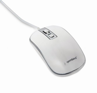 GEMBIRD myš MUS-4B-06-WS, drátová, optická, USB, bílá/stříbrná
