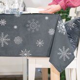 Vánoční ubrus na stůl SNOWFLAKE tmavě šedá/stříbrná 140x180 cm Mybesthome