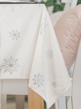 Vánoční ubrus na stůl SNOWFLAKE krémová/stříbrná 140x180 cm Mybesthome