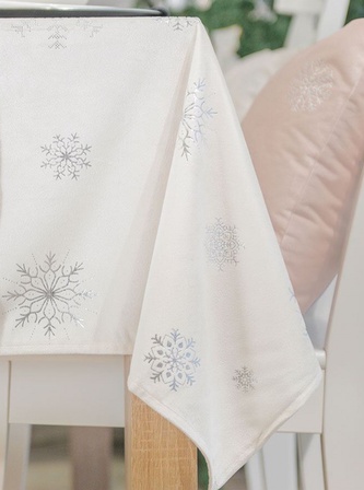 Vánoční ubrus na stůl SNOWFLAKE krémová/stříbrná 140x180 cm Mybesthome