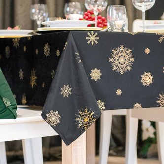 Vánoční ubrus na stůl SNOWFLAKE černá/zlatá 110x160 cm Mybesthome