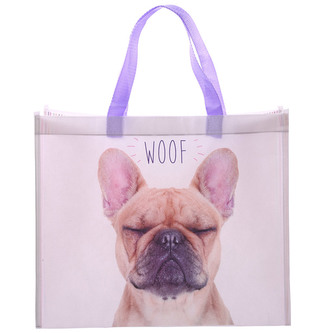 Nákupní taška 'WOOF' s francouzským buldočkem