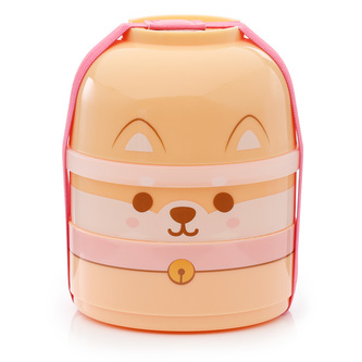 Krabička na oběd se dvěma patry Bento box kulatá - Pes Shiba Inu
